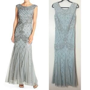 ADRIANNA PAPELL DRESS GOWN SEQUIN MOTHER OF THE BRIDE FORMAL EVENING WEDDING